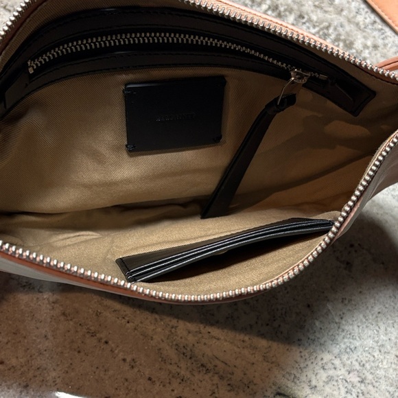 AllSaints Half Moon Leather Crossbody Bag in Soft Pink - Picture 8 of 12